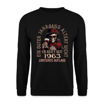 61. Geburtstag 1963 61er Guter Jahrgang - Unisex Pullover - Schwarz - Vorne - Alina (178cm) & Michal (187cm)