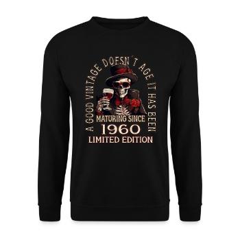 63. Geburtstag 1960 63er Guter Jahrgang - Unisex Pullover - Schwarz - Vorne - Alina (178cm) & Michal (187cm)