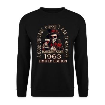 61. Geburtstag 1963 61er Guter Jahrgang - Unisex Pullover - Schwarz - Vorne - Alina (178cm) & Michal (187cm)