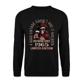 58th Birthday 1965 '58 Good Vintage - Unisex Sweatshirt - black - Front - Alina (178cm) & Michal (187cm)