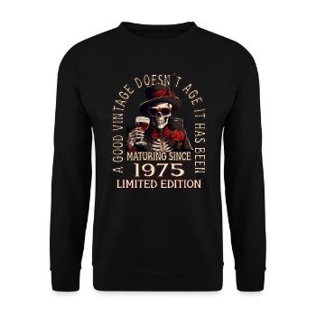 48ème Anniversaire 1975 '48 Bon millésime - Sweat-shirt Unisexe - noir - Devant - Alina (178cm) & Michal (187cm)