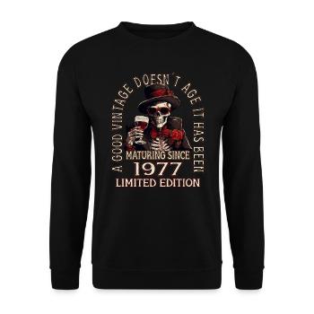 46e anniversaire 1977 46er Bon millésime - Sweat-shirt Unisexe - noir - Devant - Alina (178cm) & Michal (187cm)