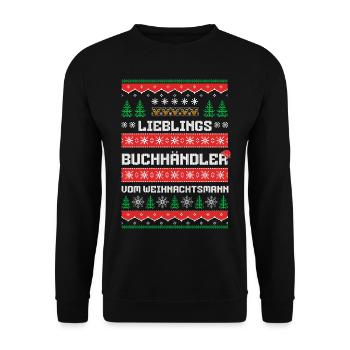 Lieblings Buchhändler des Weihnachtsmanns - Unisex Pullover - Schwarz - Vorne - Alina (178cm) & Michal (187cm)
