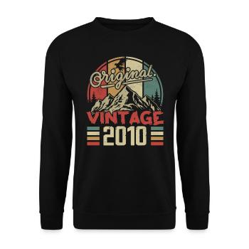Jahrgang 2010 Retro Geburtstagsgeschenk geboren im Jahr 2010 - Unisex Pullover - Schwarz - Vorne - Alina (178cm) & Michal (187cm)