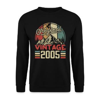 Vintage 2005 Retro Geburtstagsgeschenk Geboren im Jahr 2005 - Unisex Pullover - Schwarz - Vorne - Alina (178cm) & Michal (187cm)
