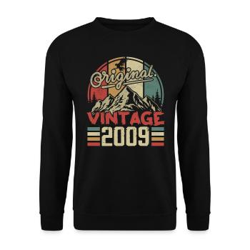 Vintage 2009 Retro Birthday Gift Born In 2009 - Unisex Sweatshirt - black - Front - Alina (178cm) & Michal (187cm)