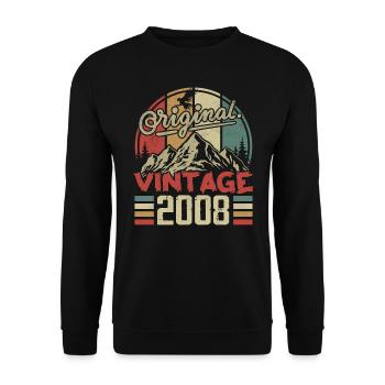 Vintage 2008 Retro Birthday Gift Born In 2008 - Unisex Sweatshirt - black - Front - Alina (178cm) & Michal (187cm)