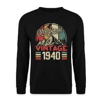 Vintage 1940 Retro Cadeau Anniversaire Né En 1940 - Sweat-shirt Unisexe - noir - Devant - Alina (178cm) & Michal (187cm)