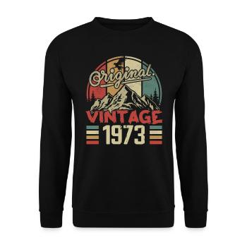 Jahrgang 1973 Retro Geburtstagsgeschenk Jahrgang 1973 - Unisex Pullover - Schwarz - Vorne - Alina (178cm) & Michal (187cm)