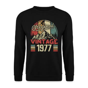 Jahrgang 1977 Retro Geburtstagsgeschenk Jahrgang 1977 - Unisex Pullover - Schwarz - Vorne - Alina (178cm) & Michal (187cm)