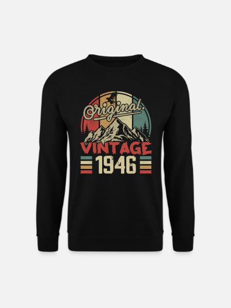 Jahrgang 1946 Retro Geburtstagsgeschenk Jahrgang 1946 - Unisex Pullover - Schwarz