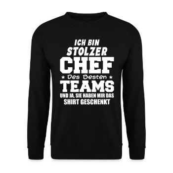 Stolzer Chef Des Besten Teams Shirt Geschenkt Fun - Unisex Pullover - Schwarz - Vorne - Alina (178cm) & Michal (187cm)