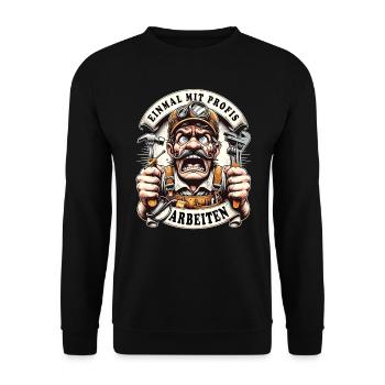 Une fois n’est pas coutume, les artisans travaillent avec des professionnels - Sweat-shirt Unisexe - noir - Devant - Alina (178cm) & Michal (187cm)