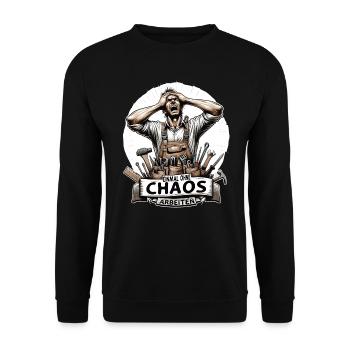 Handwerker Einmal ohne Chaos Arbeiten - Unisex Pullover - Schwarz - Vorne - Alina (178cm) & Michal (187cm)