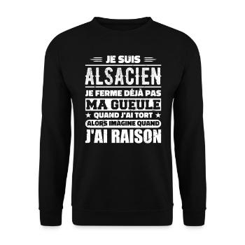 Alsacien Je Ferme Pas Ma Gueule Humour Alsace - Sweat-shirt Unisexe - noir - Devant - Alina (178cm) & Michal (187cm)