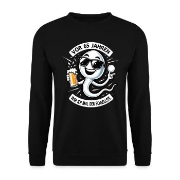 65 years ago, I was the fastest - Unisex Sweatshirt - black - Front - Alina (178cm) & Michal (187cm)