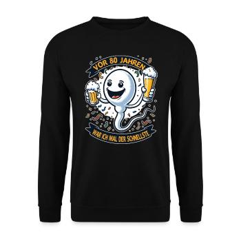Vor 80 Jahren War Ich der Schnellste - Unisex Pullover - Schwarz - Vorne - Alina (178cm) & Michal (187cm)