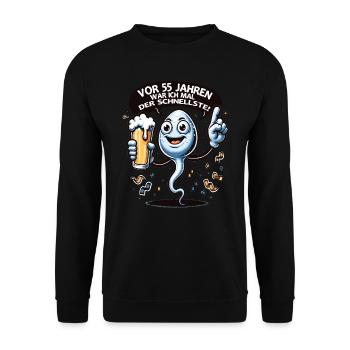 55 years ago, I was the fastest - Unisex Sweatshirt - black - Front - Alina (178cm) & Michal (187cm)
