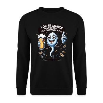 Vor 85 Jahren War Ich Schnellste - Unisex Pullover - Schwarz - Vorne - Alina (178cm) & Michal (187cm)