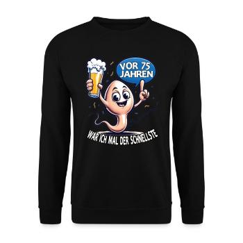 Vor 75 Jahren War Ich Schnellste - Unisex Pullover - Schwarz - Vorne - Alina (178cm) & Michal (187cm)