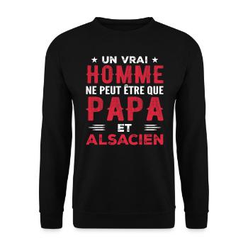 A real man is only a father and an Alsatian - Unisex Sweatshirt - black - Front - Alina (178cm) & Michal (187cm)