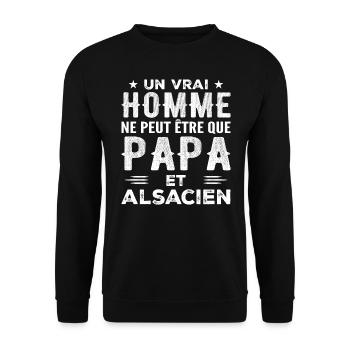 A real man is only a father and an Alsatian - Unisex Sweatshirt - black - Front - Alina (178cm) & Michal (187cm)