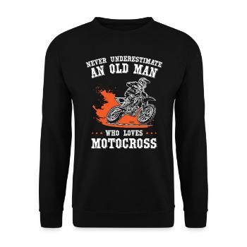 Never Underestimate An Old Man Who Loves Motocross - Unisex Pullover - Schwarz - Vorne - Alina (178cm) & Michal (187cm)