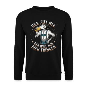 Der Tut Nix, Der Will Nur Bier Trinken - Unisex Pullover - Schwarz - Vorne - Alina (178cm) & Michal (187cm)
