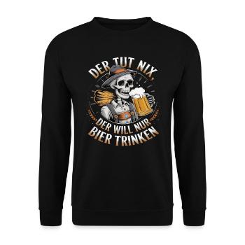 Der Tut Nix, Der Will Nur Bier Trinken - Unisex Pullover - Schwarz - Vorne - Alina (178cm) & Michal (187cm)