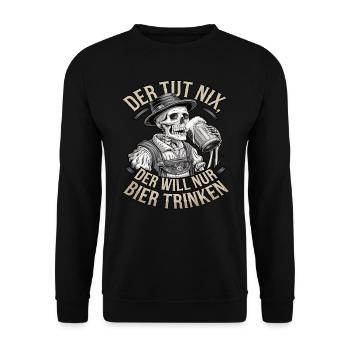 Der Tut Nix, Der Will Nur Bier Trinken - Unisex Pullover - Schwarz - Vorne - Alina (178cm) & Michal (187cm)