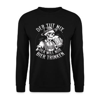 Der Tut Nix, Der Will Nur Bier Trinken - Unisex Pullover - Schwarz - Vorne - Alina (178cm) & Michal (187cm)