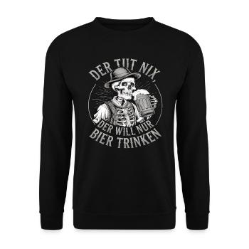 Der Tut Nix, Der Will Nur Bier Trinken - Unisex Pullover - Schwarz - Vorne - Alina (178cm) & Michal (187cm)
