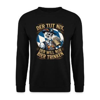 Der Tut Nix, Der Will Nur Bier Trinken - Unisex Pullover - Schwarz - Vorne - Alina (178cm) & Michal (187cm)
