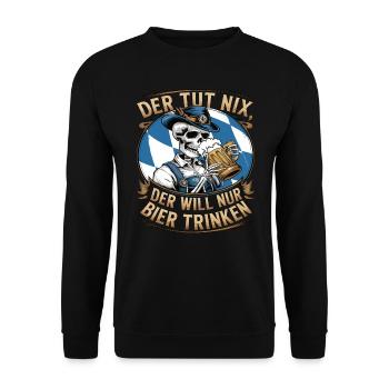 Der Tut Nix, Der Will Nur Bier Trinken - Unisex Pullover - Schwarz - Vorne - Alina (178cm) & Michal (187cm)