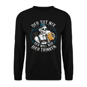 Der Tut Nix, Der Will Nur Bier Trinken - Unisex Pullover - Schwarz - Vorne - Alina (178cm) & Michal (187cm)
