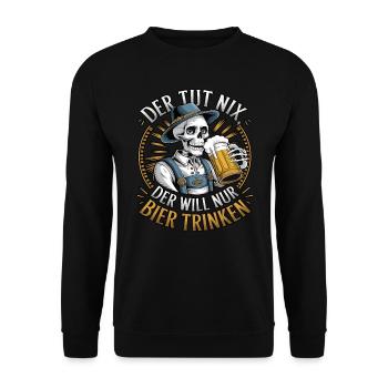 Der Tut Nix, Der Will Nur Bier Trinken - Unisex Pullover - Schwarz - Vorne - Alina (178cm) & Michal (187cm)