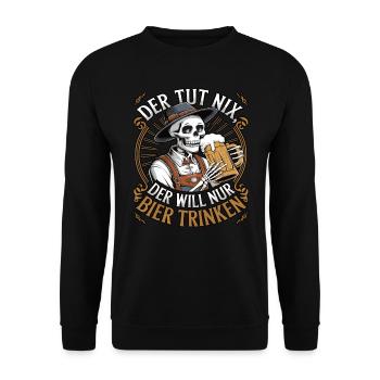 Der Tut Nix, Der Will Nur Bier Trinken - Unisex Pullover - Schwarz - Vorne - Alina (178cm) & Michal (187cm)