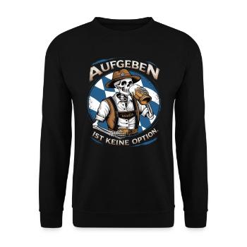 Aufgeben ist keine Option Bier Oktober - Unisex Pullover - Schwarz - Vorne - Alina (178cm) & Michal (187cm)