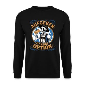 Aufgeben ist keine Option Bier Oktober - Unisex Pullover - Schwarz - Vorne - Alina (178cm) & Michal (187cm)