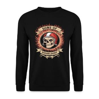 Sons Of Düsseldorf Skull And Flames - Unisex Sweatshirt - black - Front - Alina (178cm) & Michal (187cm)