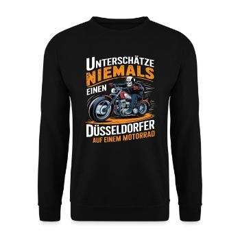 Never underestimate a Dusseldorf resident on a - Unisex Sweatshirt - black - Front - Alina (178cm) & Michal (187cm)