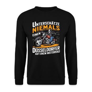 Never underestimate a Dusseldorf resident on a - Unisex Sweatshirt - black - Front - Alina (178cm) & Michal (187cm)