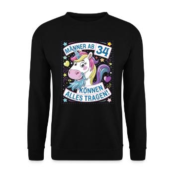 Männer Ab 34 Können Alles Tragen Zum 34.Geburtstag - Unisex Pullover - Schwarz - Vorne - Alina (178cm) & Michal (187cm)