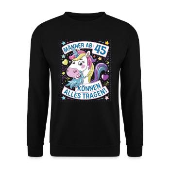 Les hommes de plus de 45 ans peuvent porter n’importe quoi pour leur 45e anniversaire - Sweat-shirt Unisexe - noir - Devant - Alina (178cm) & Michal (187cm)