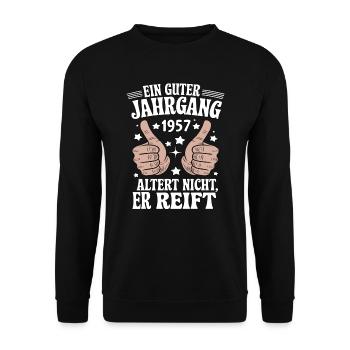 A good vintage 1957 birthday - Unisex Sweatshirt - black - Front - Alina (178cm) & Michal (187cm)