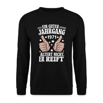 A good vintage 1971 birthday - Unisex Sweatshirt - black - Front - Alina (178cm) & Michal (187cm)
