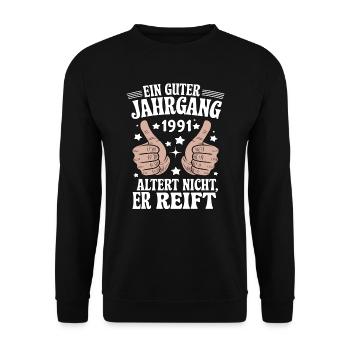 Un bon millésime anniversaire 1991 - Sweat-shirt Unisexe - noir - Devant - Alina (178cm) & Michal (187cm)