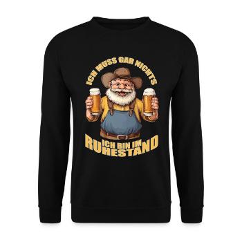 Rentner Ich muss gar nichts Rente 2025 Ruhestand - Unisex Pullover - Schwarz - Vorne - Alina (178cm) & Michal (187cm)