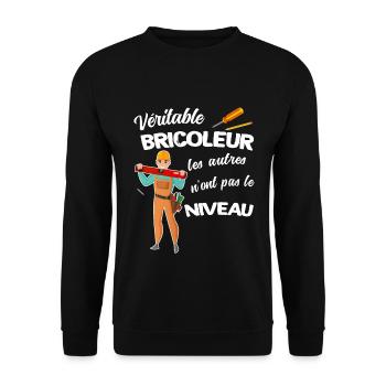 Bricoleur homme humour pour papa ou tonton - Sweat-shirt Unisexe - noir - Devant - Alina (178cm) & Michal (187cm)