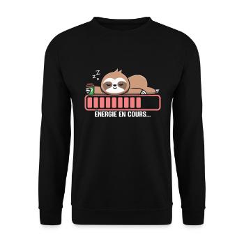 Humour cadeau énergie en cours Sommeil Flemme - Sweat-shirt Unisexe - noir - Devant - Alina (178cm) & Michal (187cm)